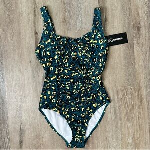 Women's Teal Leopard One Piece Swimsuit
